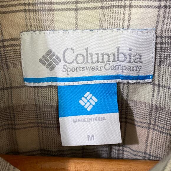 Columbia Cooper Lake Tan Plaid Long Sleeve Button Up Shirt Men's Medium NEW - Picture 8 of 11